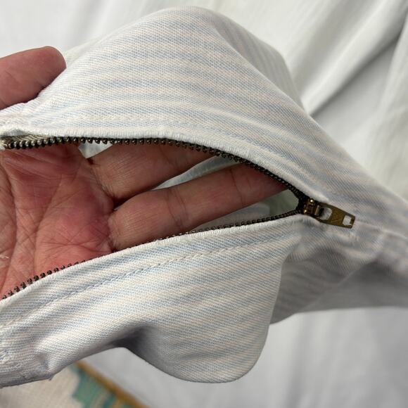 Guess Vintage 25x27 Striped Jeans 80s High Waist Zip Ankle Tapered Blue White - Picture 4 of 14